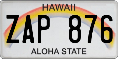 HI license plate ZAP876