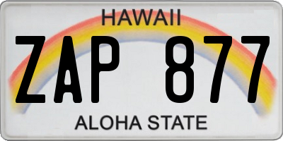 HI license plate ZAP877