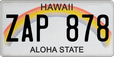 HI license plate ZAP878