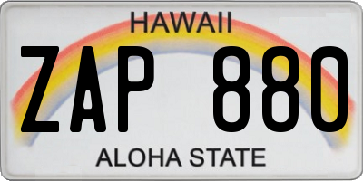 HI license plate ZAP880