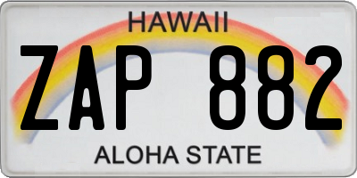 HI license plate ZAP882