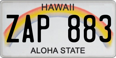 HI license plate ZAP883