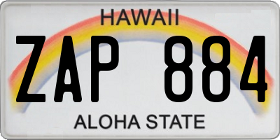 HI license plate ZAP884