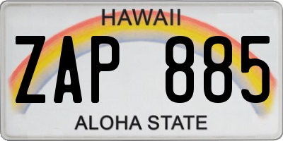 HI license plate ZAP885