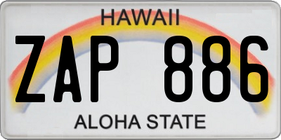 HI license plate ZAP886