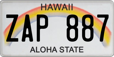 HI license plate ZAP887