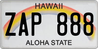 HI license plate ZAP888