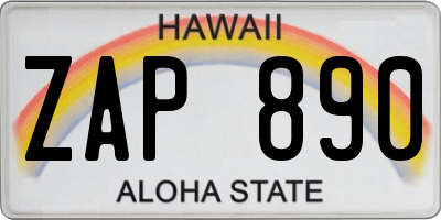 HI license plate ZAP890