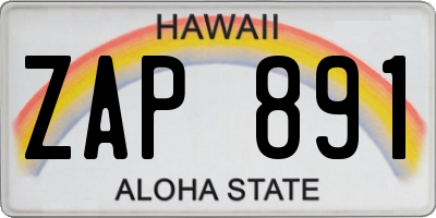 HI license plate ZAP891