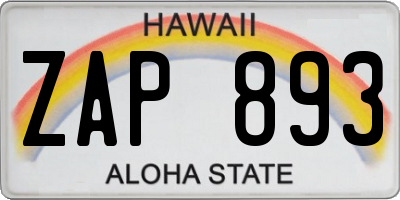 HI license plate ZAP893