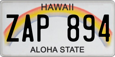 HI license plate ZAP894