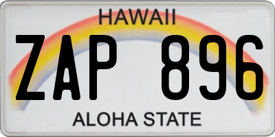HI license plate ZAP896