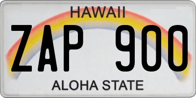 HI license plate ZAP900