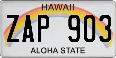 HI license plate ZAP903