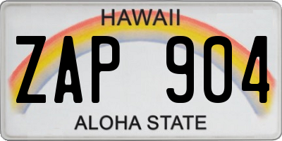 HI license plate ZAP904