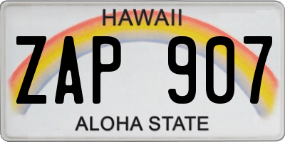 HI license plate ZAP907