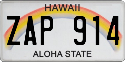 HI license plate ZAP914