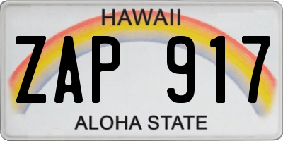 HI license plate ZAP917
