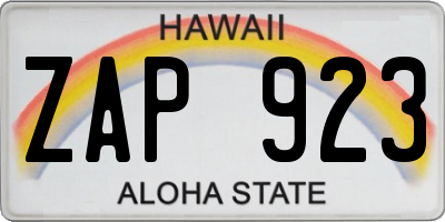 HI license plate ZAP923
