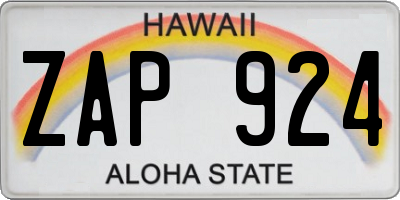 HI license plate ZAP924