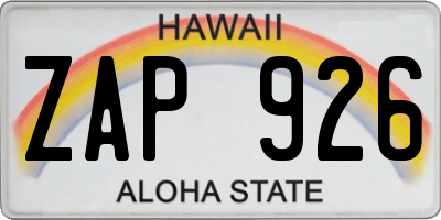 HI license plate ZAP926