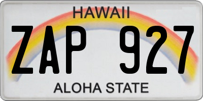 HI license plate ZAP927