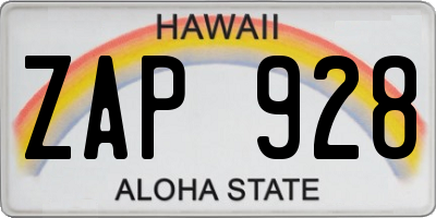 HI license plate ZAP928