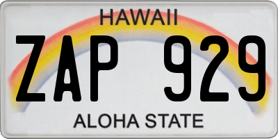 HI license plate ZAP929