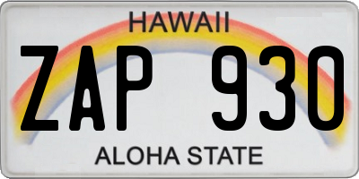 HI license plate ZAP930