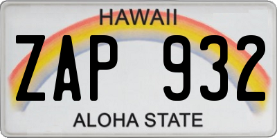 HI license plate ZAP932