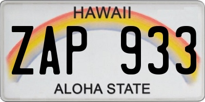 HI license plate ZAP933