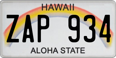 HI license plate ZAP934