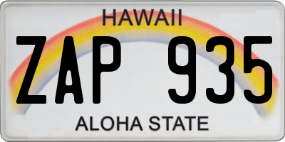 HI license plate ZAP935