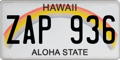 HI license plate ZAP936