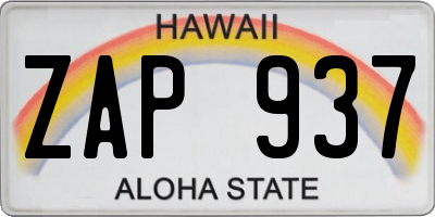 HI license plate ZAP937