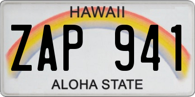 HI license plate ZAP941