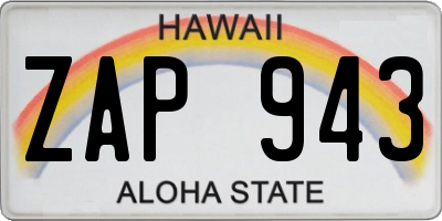 HI license plate ZAP943