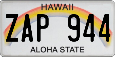 HI license plate ZAP944