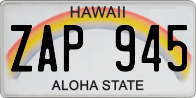HI license plate ZAP945