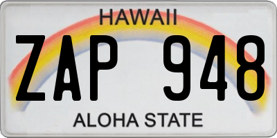 HI license plate ZAP948