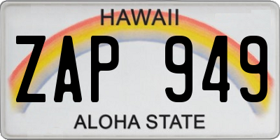 HI license plate ZAP949