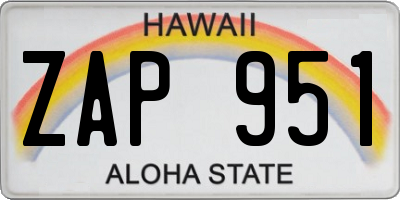 HI license plate ZAP951