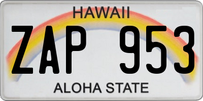 HI license plate ZAP953