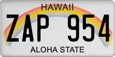 HI license plate ZAP954