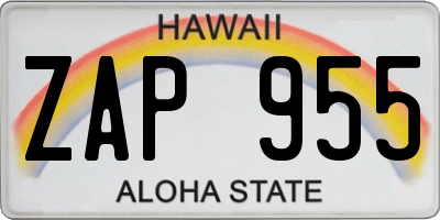HI license plate ZAP955
