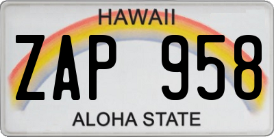 HI license plate ZAP958