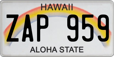 HI license plate ZAP959
