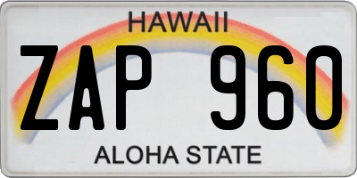 HI license plate ZAP960