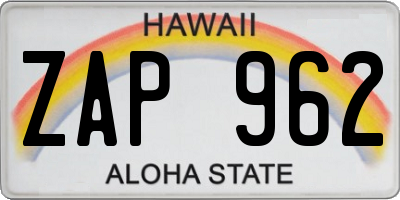 HI license plate ZAP962