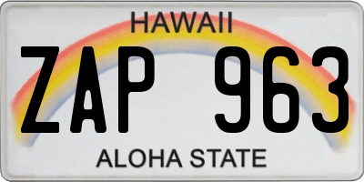 HI license plate ZAP963